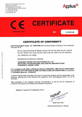 CE Certificate WL-UVL lift